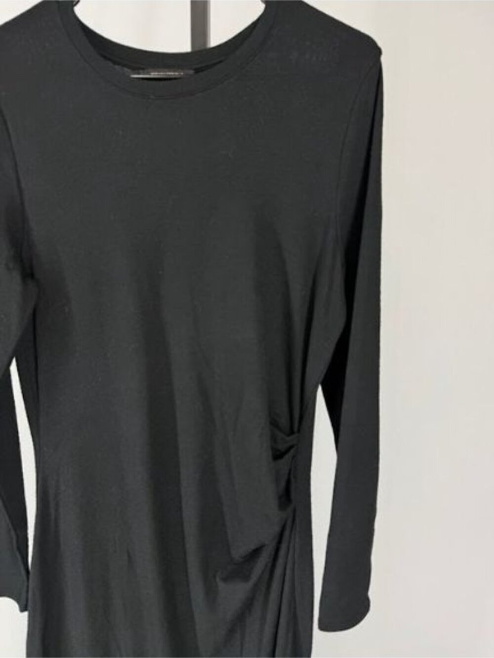 Banana Republic Black Luxespun Side Ruched Knit Sweater Midi Dress - Picture 3 of 6